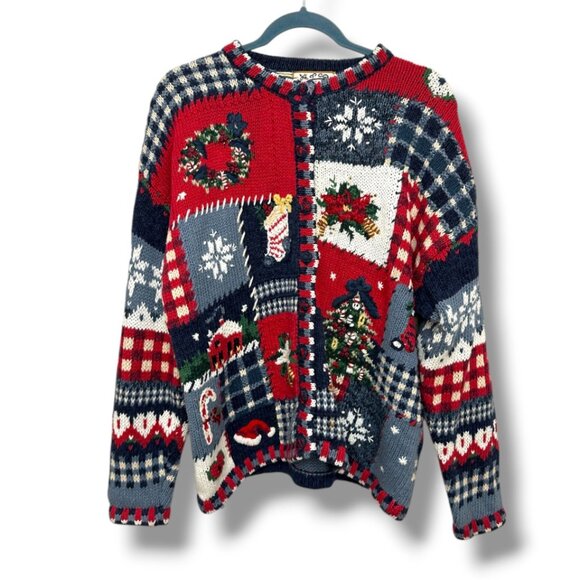 Vintage 90s Heirloom Collectibles Ugly Christmas Sweater Women's Size Large - Picture 1 of 16
